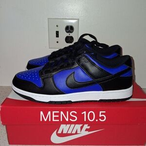 PRICE IS FIRM!!! SIZE 10.5 - NIKE DUNK LOW RETRO, BLACK/ HYPER ROYAL. NEW.